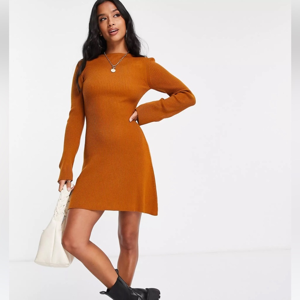 ASOS camel fit and flare mini dress - Picture 4 of 5